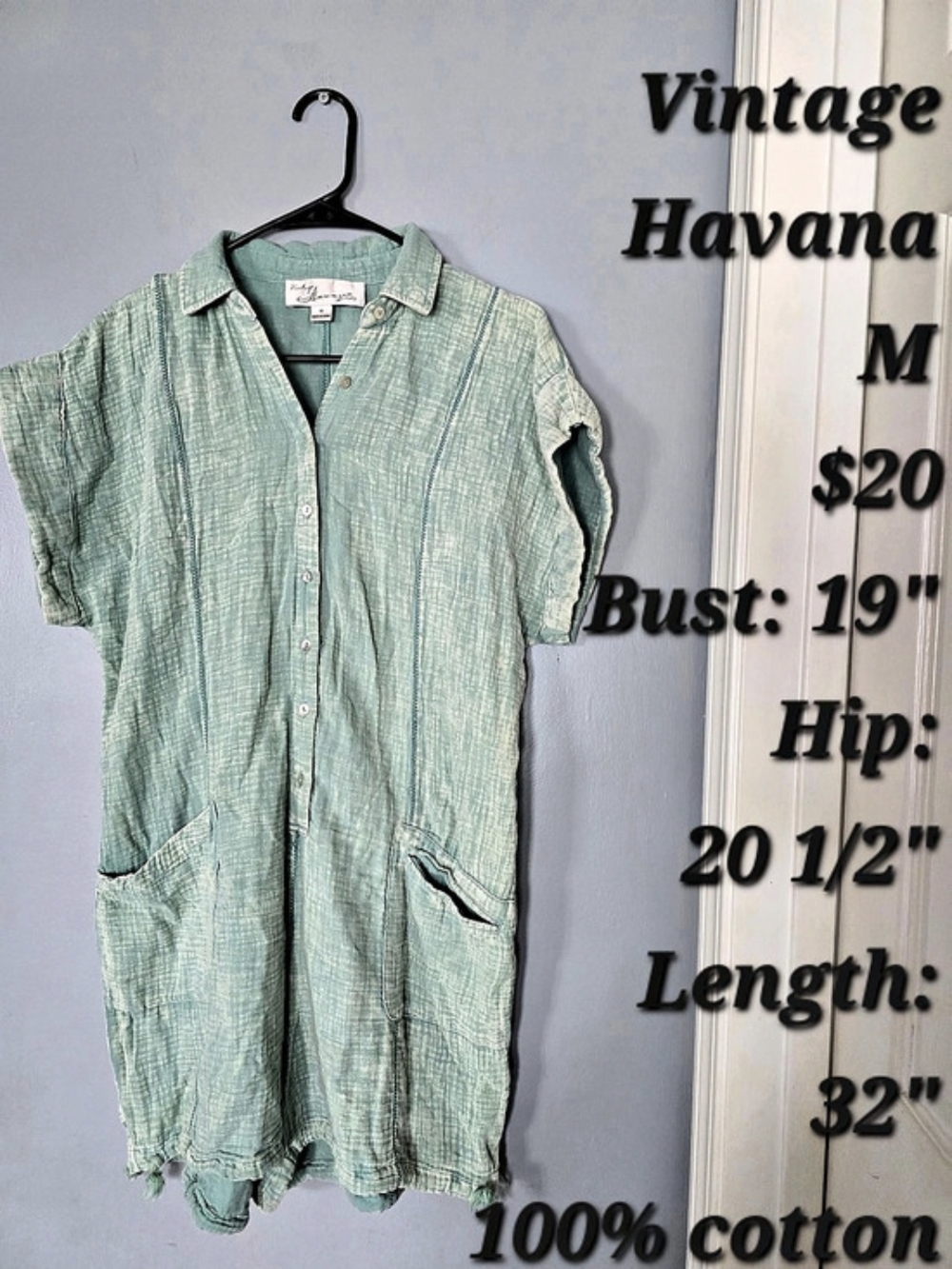 Vintage Havana Cotton Green Utility Romper Size Medium